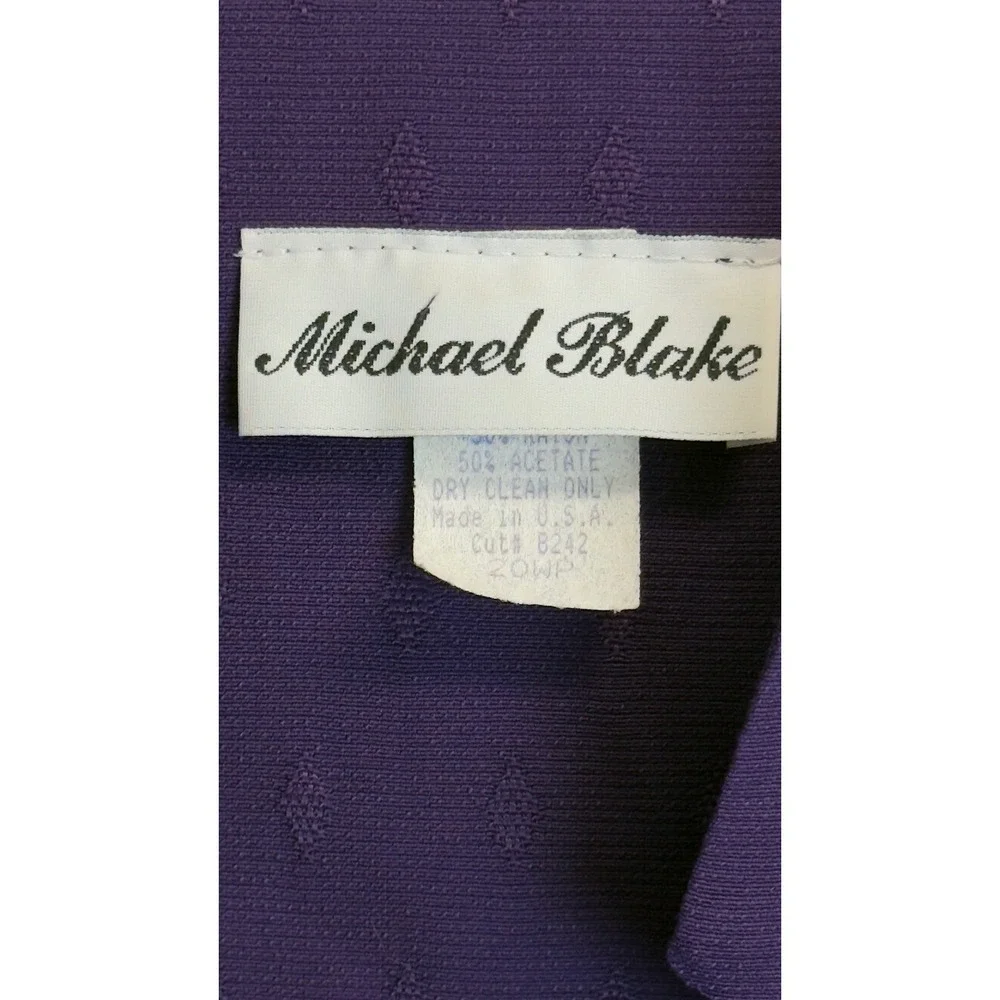 Michael‎ Blake Vintage Purple Pant Suit Set 20WP Textured Gold Buttons USA Made